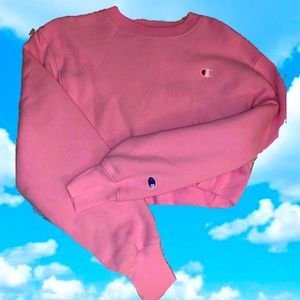light pink cropped champion crewneck